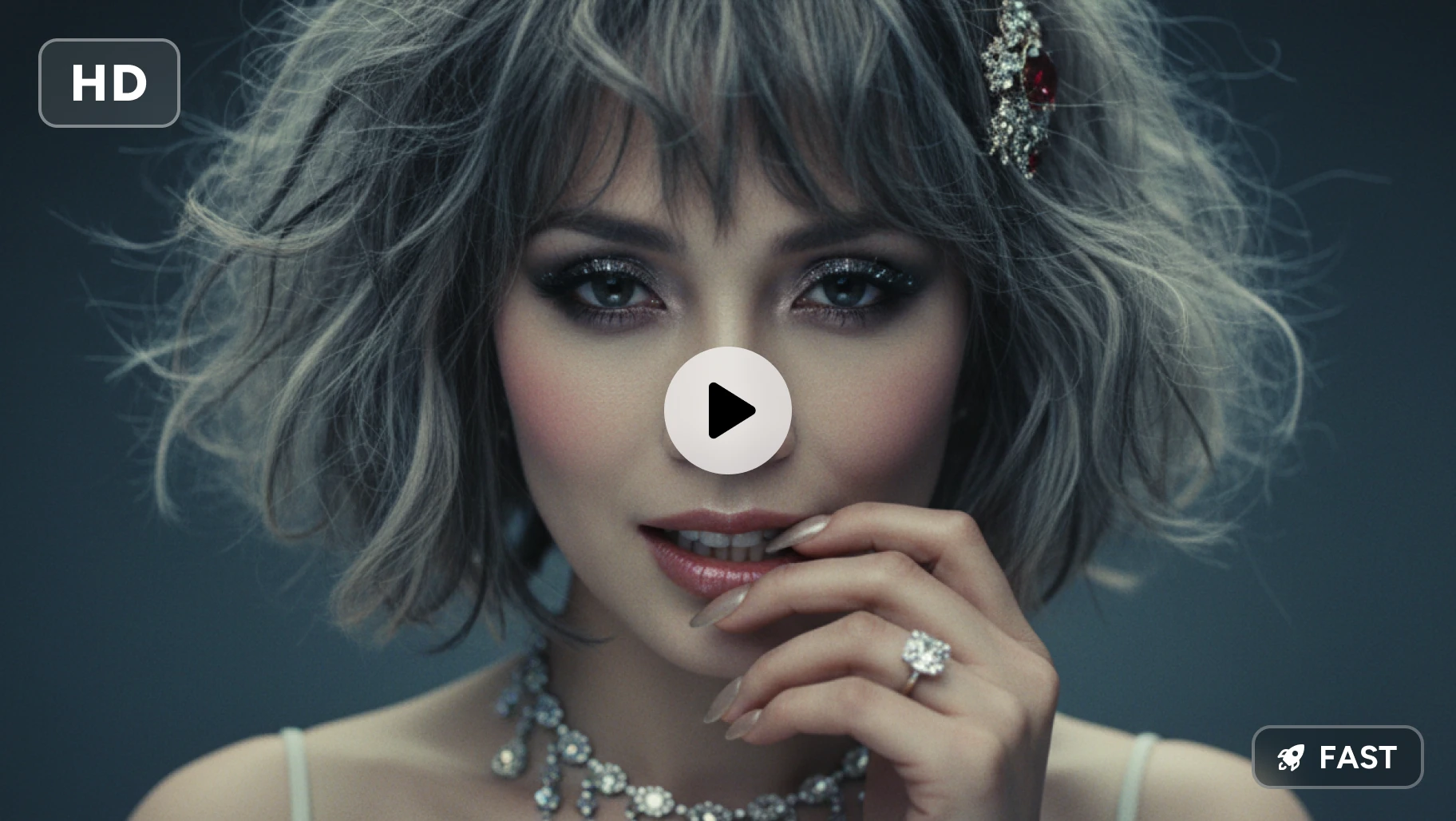 a young woman portrait with hd and fast icons